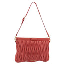 Miu Miu Matelasse Shoulder Bag Leather Red Gold Auth 190348A-1