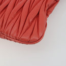 Miu Miu Matelasse Shoulder Bag Leather Red Gold Auth 190348A-12