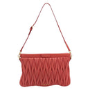 Miu Miu Matelasse Shoulder Bag Leather Red Gold Auth 190348A-2
