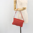 Miu Miu Matelasse Shoulder Bag Leather Red Gold Auth 190348A-21