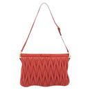 Miu Miu Matelasse Shoulder Bag Leather Red Gold Auth 190348A-3