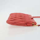 Miu Miu Matelasse Shoulder Bag Leather Red Gold Auth 190348A-4
