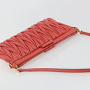 Miu Miu Matelasse Shoulder Bag Leather Red Gold Auth 190348A-6