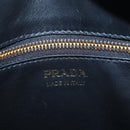 PRADA Shoulder Bag Leather Black Gold Auth 190350V-21