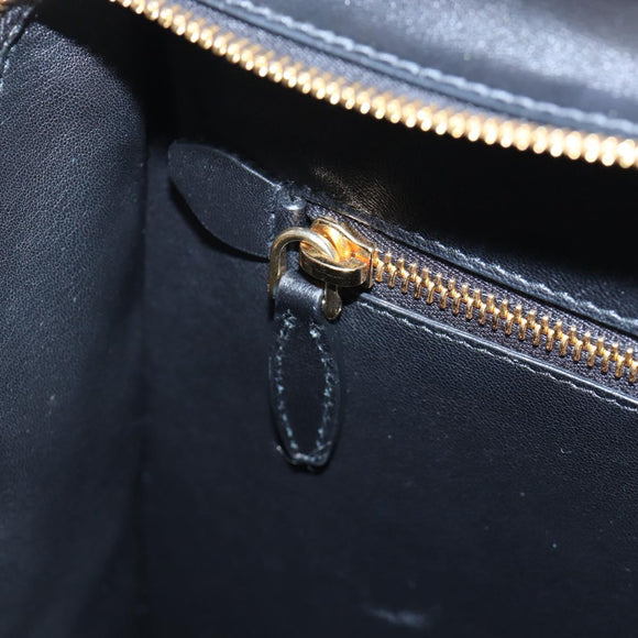 PRADA Shoulder Bag Leather Black Gold Auth 190350V