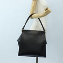 PRADA Shoulder Bag Leather Black Gold Auth 190350V-27