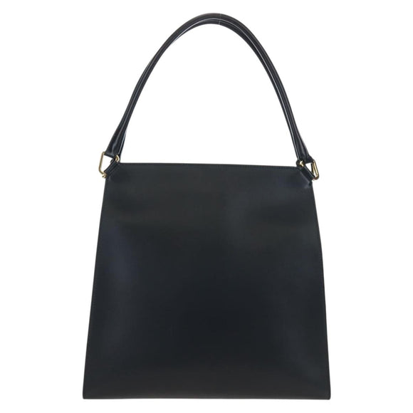 PRADA Shoulder Bag Leather Black Gold Auth 190350V