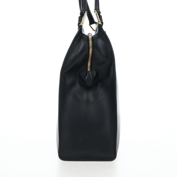PRADA Shoulder Bag Leather Black Gold Auth 190350V
