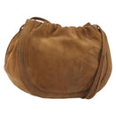 LOEWE Shoulder Bag Suede Brown Gold Auth 190351A-1