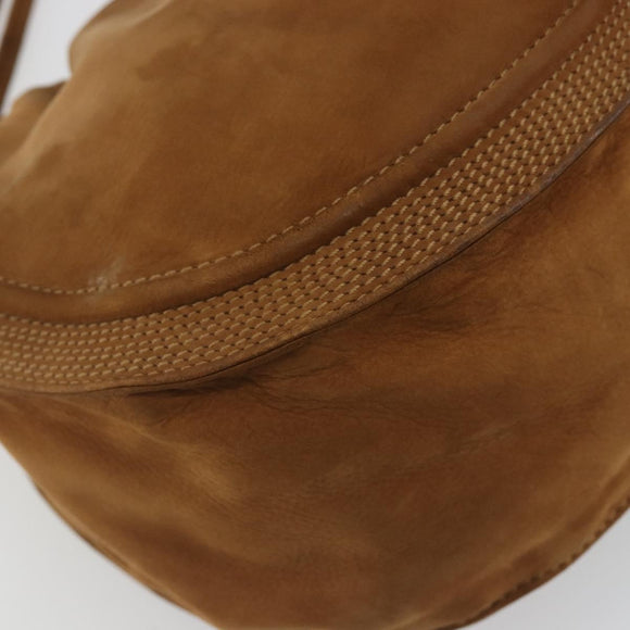 LOEWE Shoulder Bag Suede Brown Gold Auth 190351A