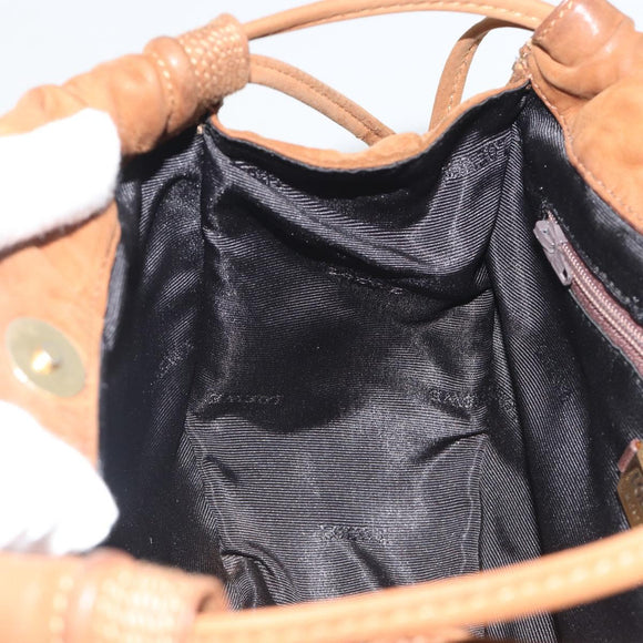 LOEWE Shoulder Bag Suede Brown Gold Auth 190351A