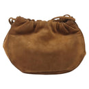 LOEWE Shoulder Bag Suede Brown Gold Auth 190351A-2