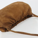 LOEWE Shoulder Bag Suede Brown Gold Auth 190351A-6
