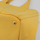 PRADA Canapa M Hand Bag Canvas Yellow Gold Auth 190356A-9