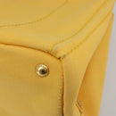 PRADA Canapa M Hand Bag Canvas Yellow Gold Auth 190356A-15
