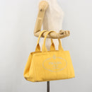 PRADA Canapa M Hand Bag Canvas Yellow Gold Auth 190356A-25