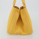 PRADA Canapa M Hand Bag Canvas Yellow Gold Auth 190356A-3