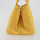 PRADA Canapa M Hand Bag Canvas Yellow Gold Auth 190356A-4
