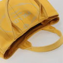 PRADA Canapa M Hand Bag Canvas Yellow Gold Auth 190356A-6