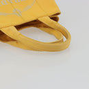PRADA Canapa M Hand Bag Canvas Yellow Gold Auth 190356A-7
