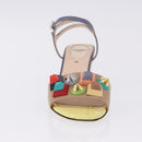 FENDI Ankle Strap Sandals Leather Multicolor Gold Auth 190357M-11