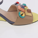 FENDI Ankle Strap Sandals Leather Multicolor Gold Auth 190357M-22