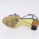 FENDI Ankle Strap Sandals Leather Multicolor Gold Auth 190357M-25