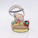 FENDI Ankle Strap Sandals Leather Multicolor Gold Auth 190357M-29