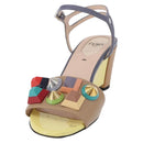 FENDI Ankle Strap Sandals Leather Multicolor Gold Auth 190357M-2
