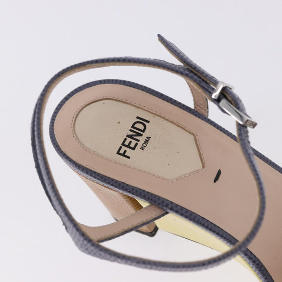 FENDI Ankle Strap Sandals Leather Multicolor Gold Auth 190357M