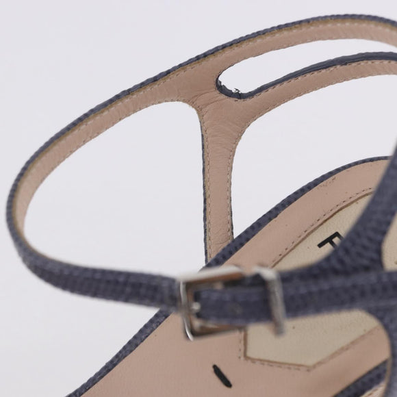 FENDI Ankle Strap Sandals Leather Multicolor Gold Auth 190357M