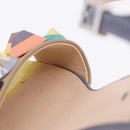FENDI Ankle Strap Sandals Leather Multicolor Gold Auth 190357M-35