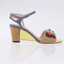 FENDI Ankle Strap Sandals Leather Multicolor Gold Auth 190357M-4
