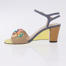 FENDI Ankle Strap Sandals Leather Multicolor Gold Auth 190357M-5
