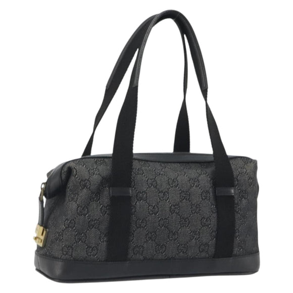 GUCCI GG Canvas Hand Bag Black Gold 92734 Auth 190358A