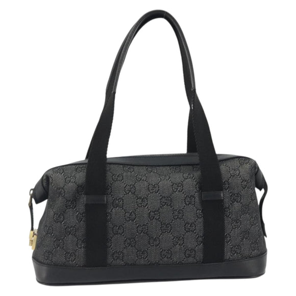GUCCI GG Canvas Hand Bag Black Gold 92734 Auth 190358A