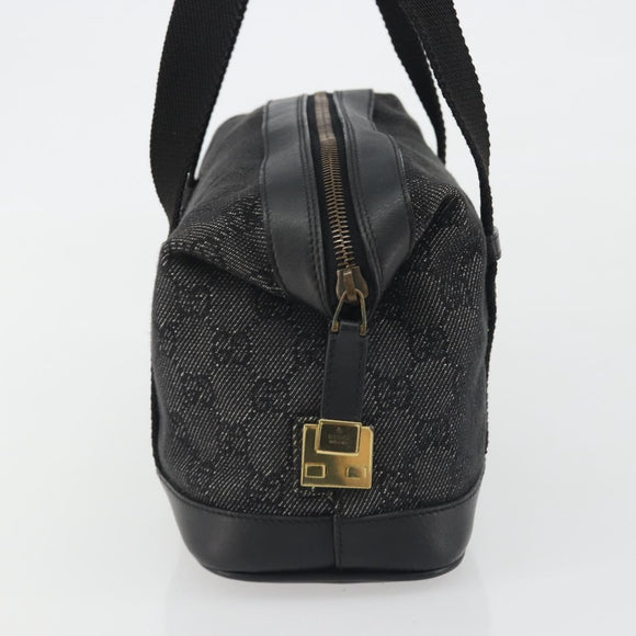 GUCCI GG Canvas Hand Bag Black Gold 92734 Auth 190358A