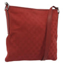 GUCCI GG Canvas Shoulder Bag Red Silver 113013 Auth 190359-1