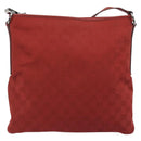 GUCCI GG Canvas Shoulder Bag Red Silver 113013 Auth 190359-13