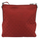 GUCCI GG Canvas Shoulder Bag Red Silver 113013 Auth 190359-2