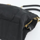 PRADA Chain Shoulder Bag Nylon Black Gold Auth 190360A-16