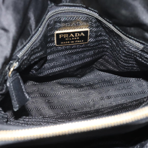 PRADA Chain Shoulder Bag Nylon Black Gold Auth 190360A