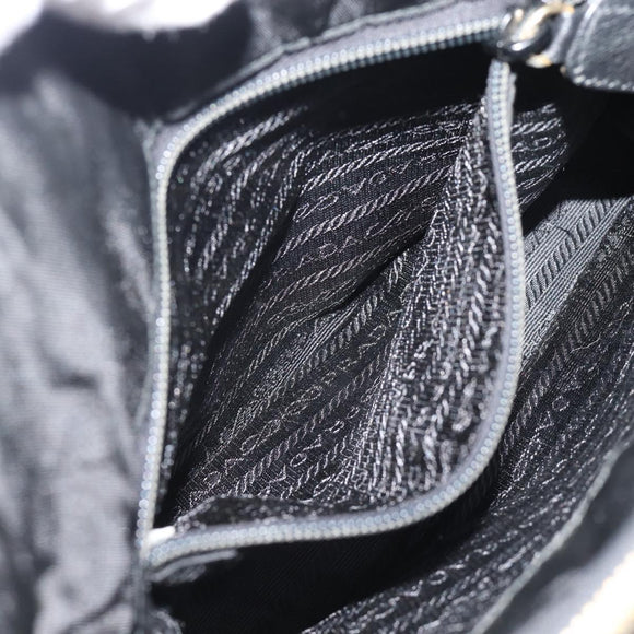 PRADA Chain Shoulder Bag Nylon Black Gold Auth 190360A