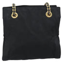PRADA Chain Shoulder Bag Nylon Black Gold Auth 190360A-2