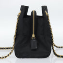 PRADA Chain Shoulder Bag Nylon Black Gold Auth 190360A-3