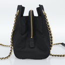 PRADA Chain Shoulder Bag Nylon Black Gold Auth 190360A-4