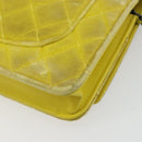 CHANEL Matelasse Chain Shoulder Bag Velor Yellow Silver CC Auth 190362A-12