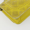 CHANEL Matelasse Chain Shoulder Bag Velor Yellow Silver CC Auth 190362A-13