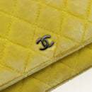 CHANEL Matelasse Chain Shoulder Bag Velor Yellow Silver CC Auth 190362A-15