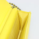 CHANEL Matelasse Chain Shoulder Bag Velor Yellow Silver CC Auth 190362A-19
